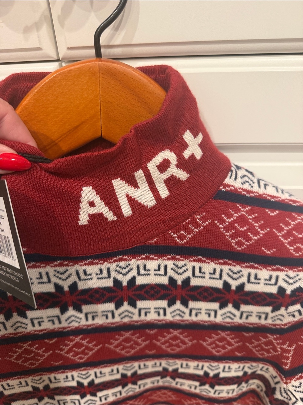 Alp N Rock Red, White & Black Fair Isle Turtleneck Sweater - Picture 6 of 7